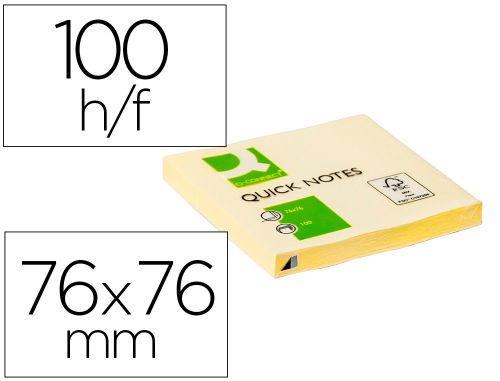 Bloco de notas adesivas q-connect amarelo 76 x 76 mm com 100 folhas , Q-connect , 25941 , 5705831105027